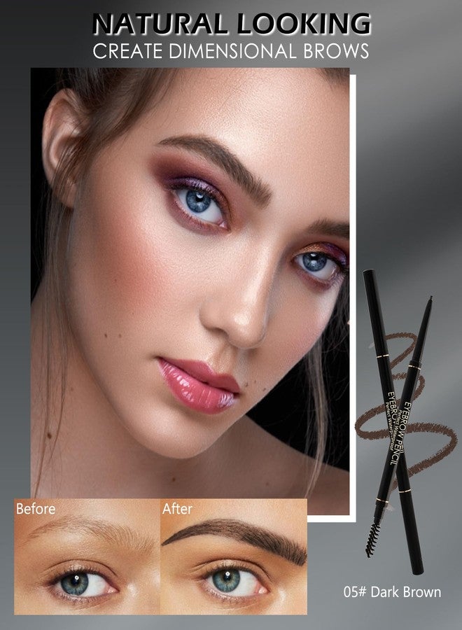 Lestpola 12Pcs Waterproof Dark Brown Eyebrow Pencil Set, Professional Brow Micro Eyebrow Retractable Pencil, Ultra Fine Long Lasting for Perfect Eye Liner Brows Eye Makeup Shaping & Filling Brow Gel Pen- 05 - Image 2